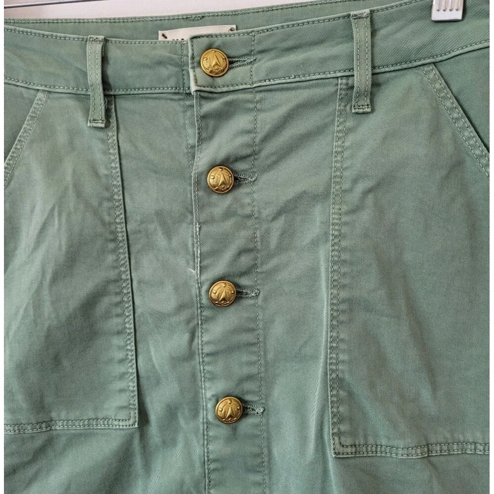 L'agence Dora Mini Skirt Green Canvas Denim Military Steampunk Boho Retro 25